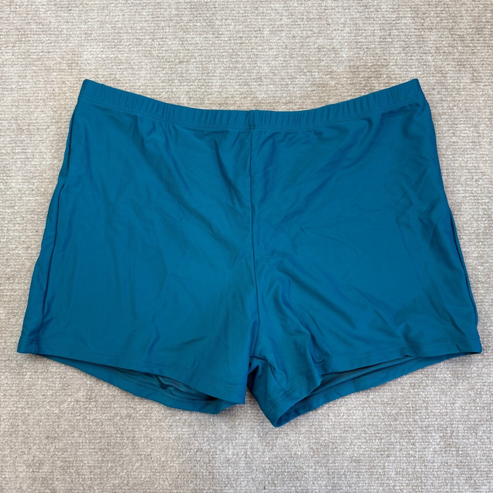 Aqua Eve Women's Teal 14W Plus Size Solid Swimming Bathing Suit Shorts Bottoms